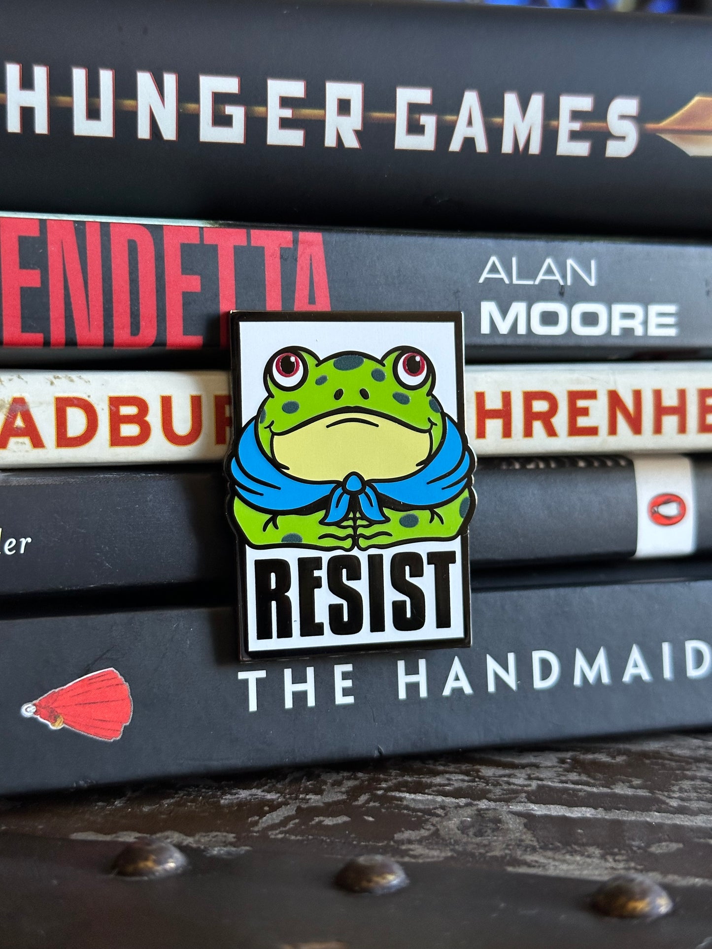 Resist Frog Pin - White Background
