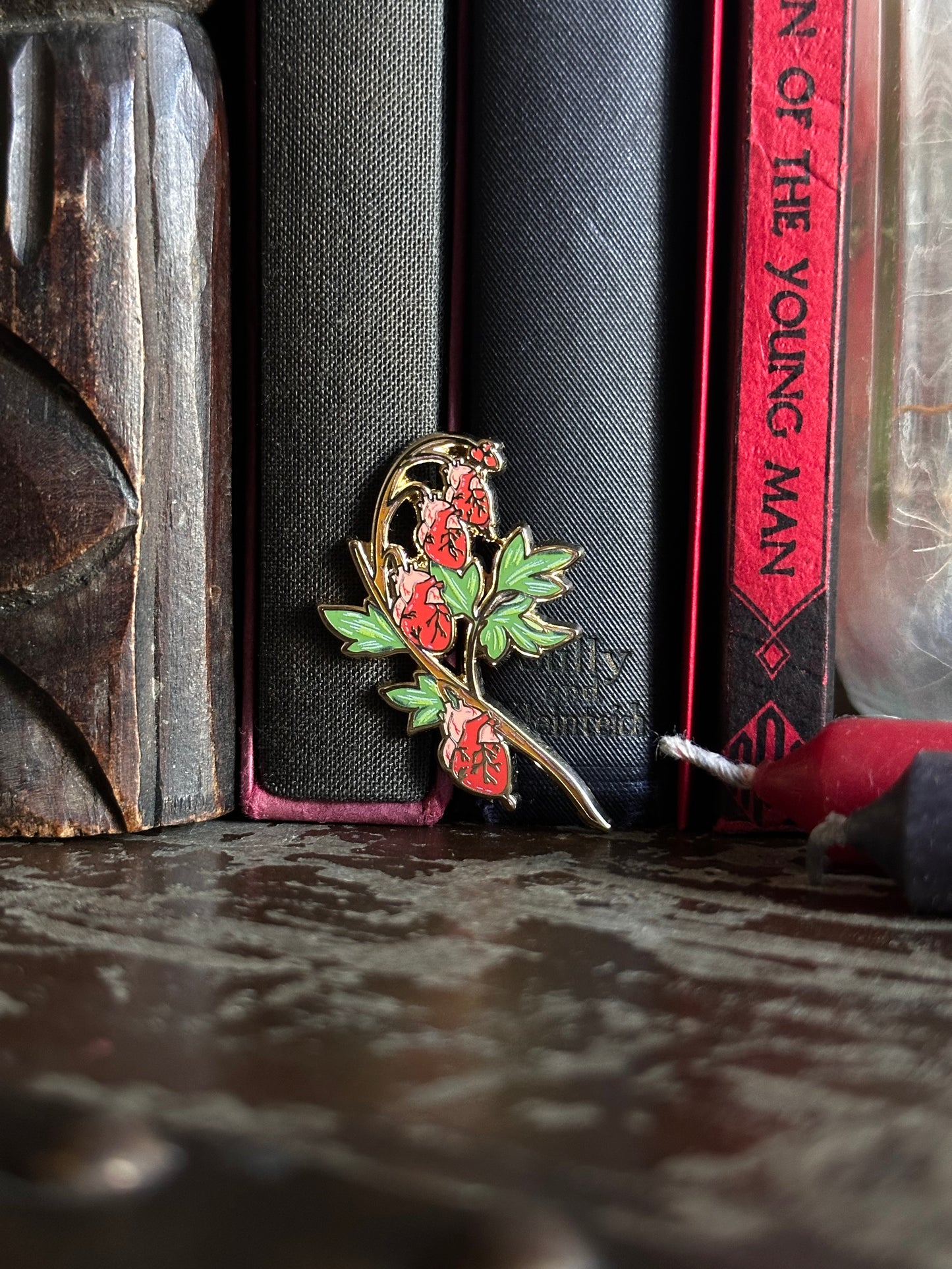 Red Bleeding Heart Pin