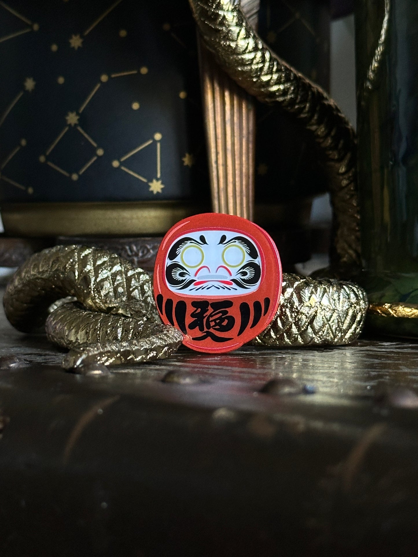 Traditional Daruma Doll Pin - Red