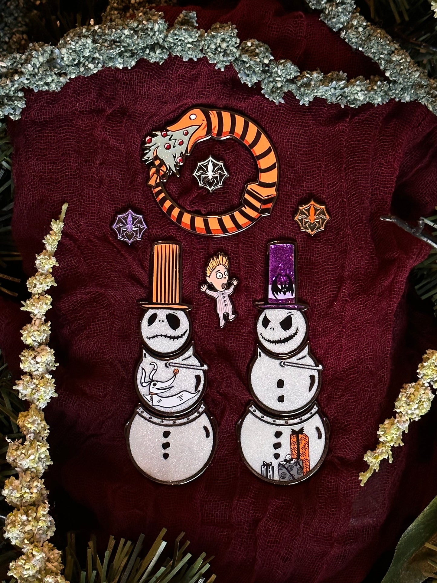 Tree Eating Snake Ouroboros and Screaming Boy Pins