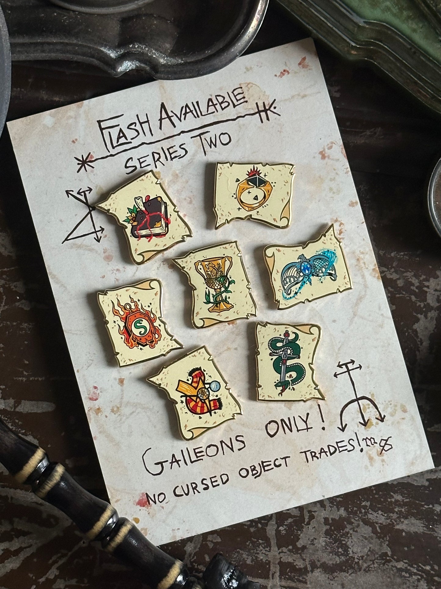 Series Two Horcrux Tattoo Flash Pins Full Sets