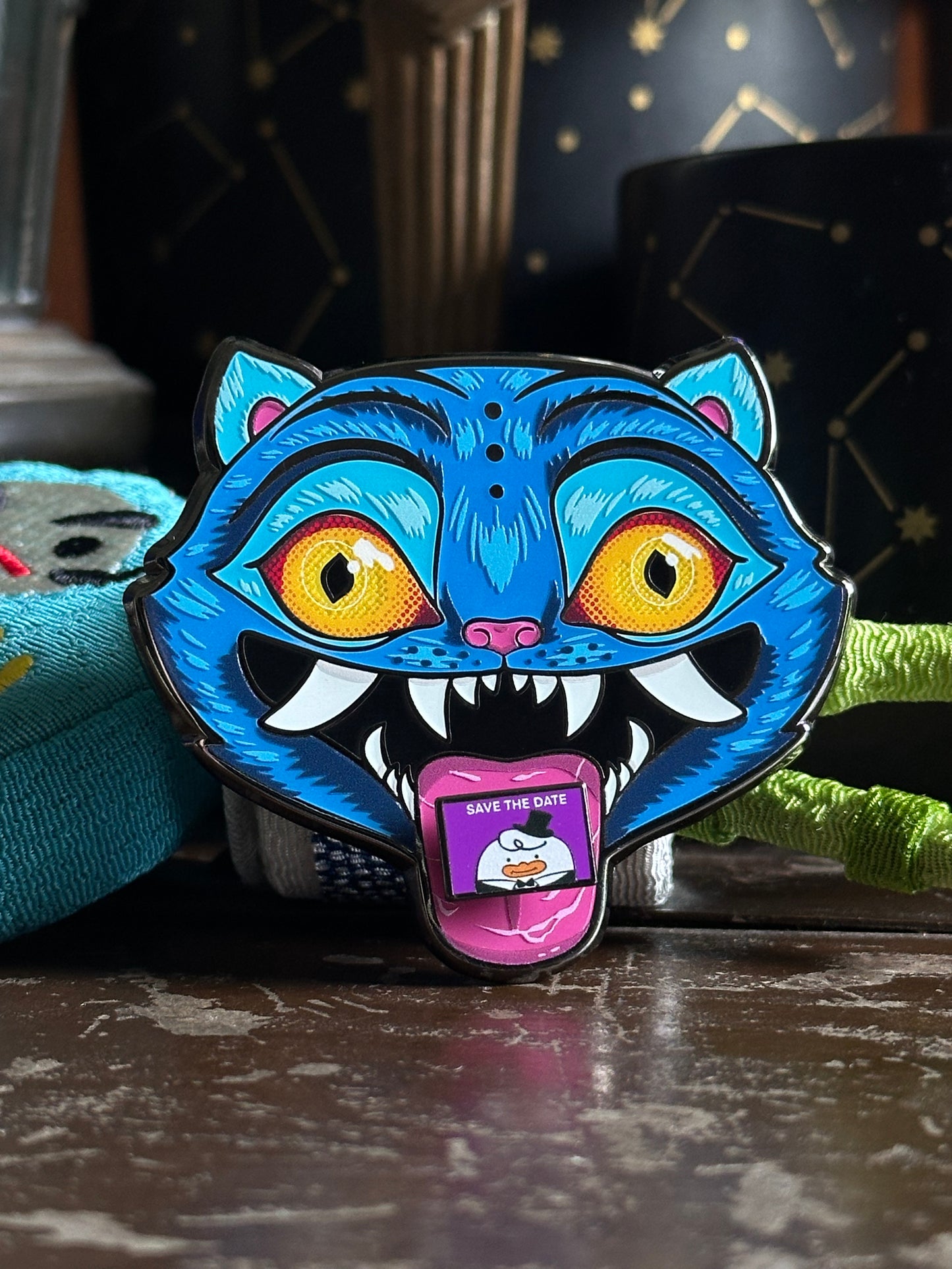 Derpy Tiger Pin with Save the Date Magnet