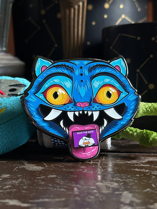 Derpy Tiger Pin with Save the Date Magnet