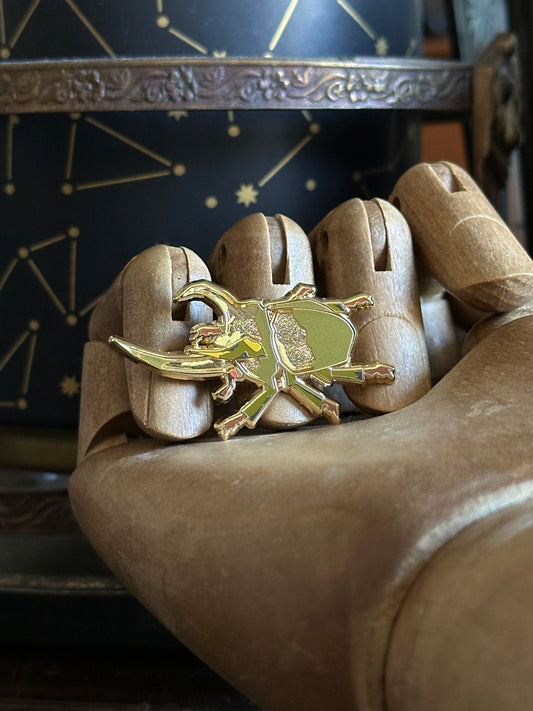 Energetic Rhino Beetle Pin