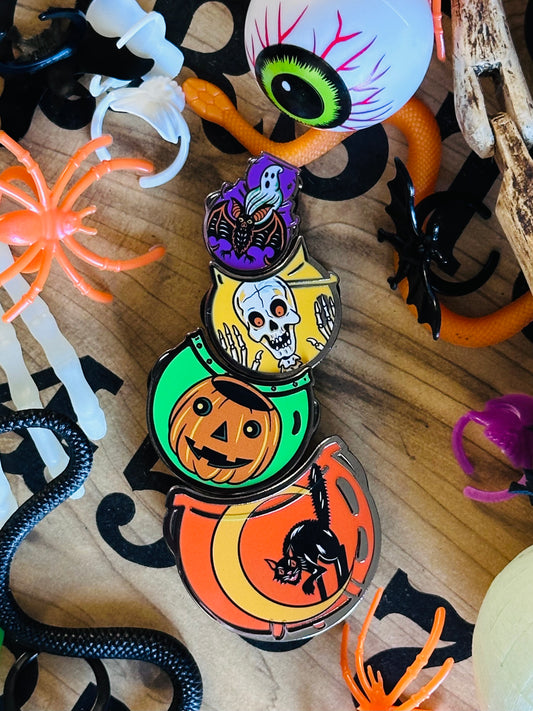 Vintage Halloween Cauldron Pin Stack