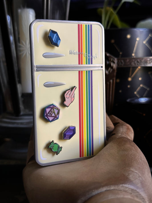 Cream Pride Striped Magnetic Retro Fridge Pin - Flawed