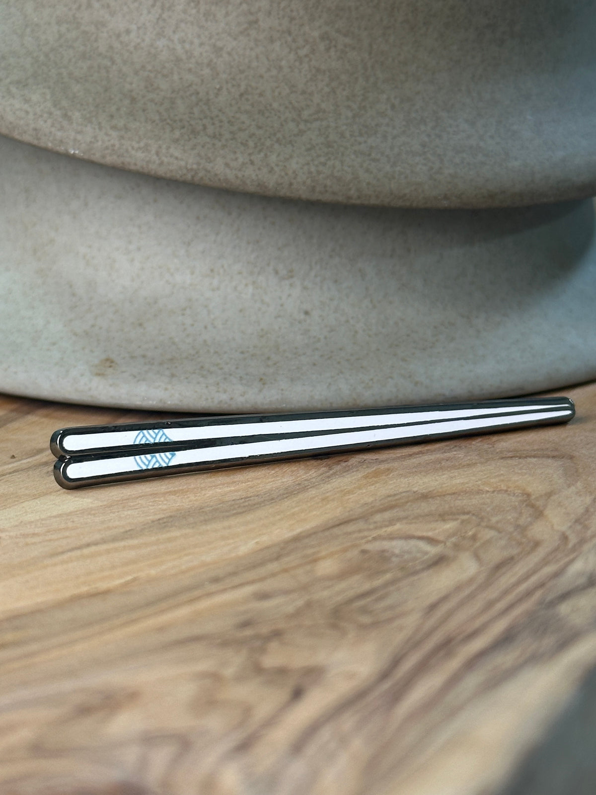 White and Blue Chopsticks Pin