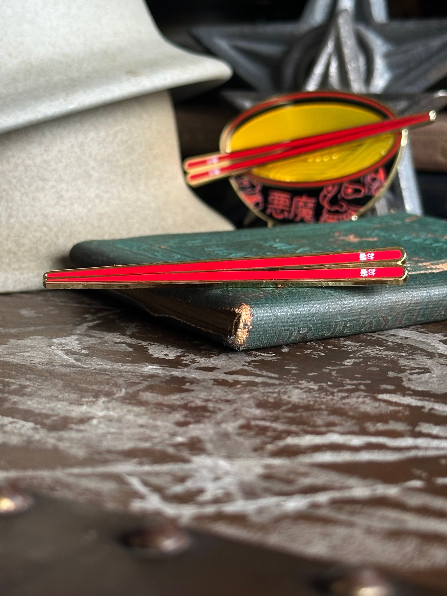 Red Chopsticks Pin